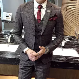 Office Ready Plaid Three Piece Suit