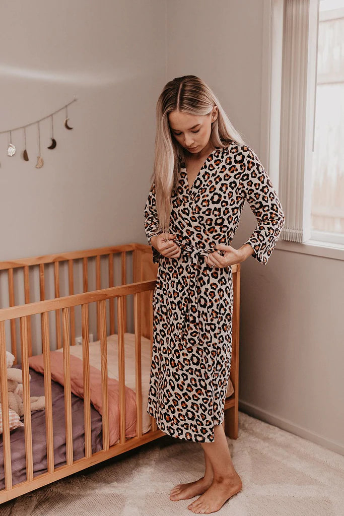 OiOi Mama Robe - Natural Leopard