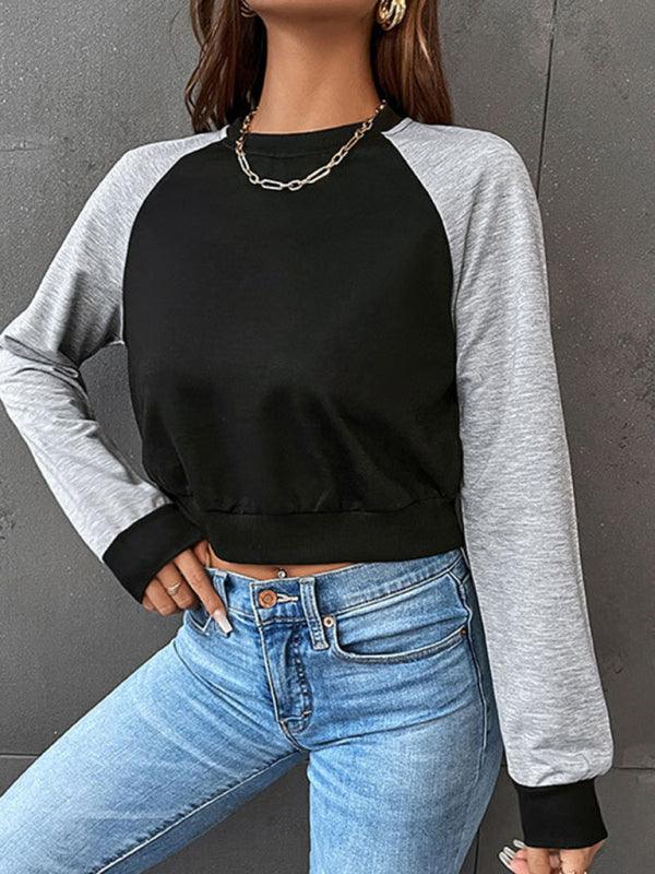 Patchwork Women Cropped Sweatshirt