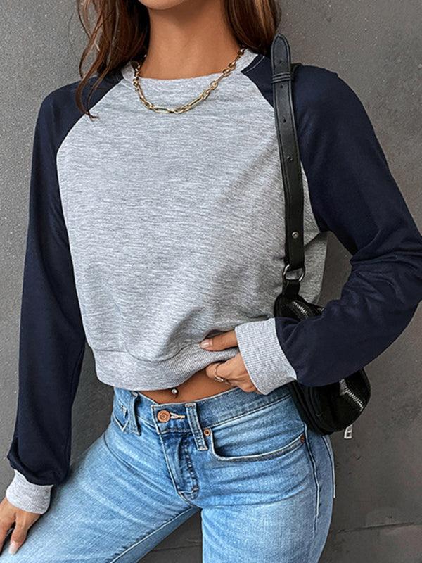 Patchwork Women Cropped Sweatshirt