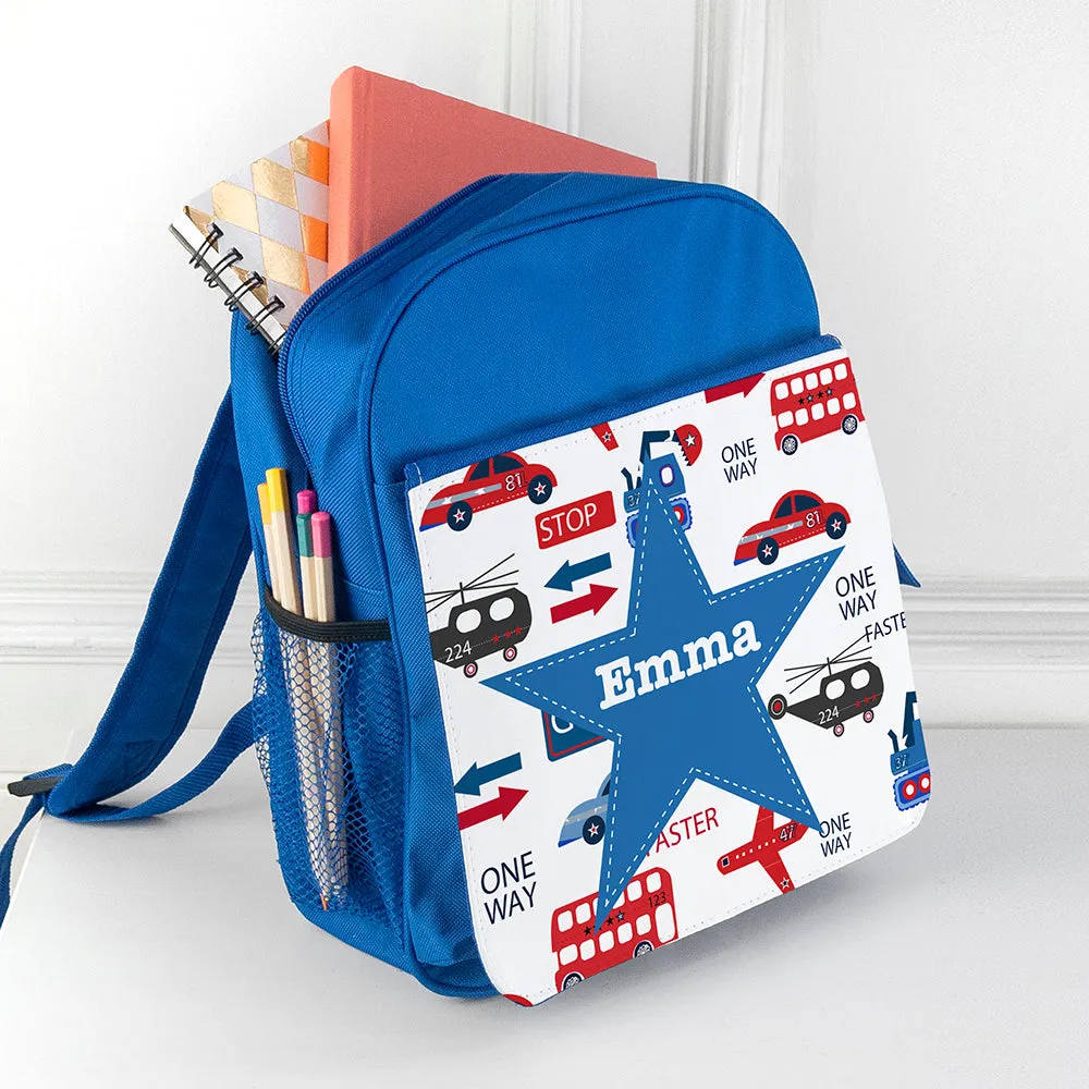 Personalised Transport Themed Rucksack