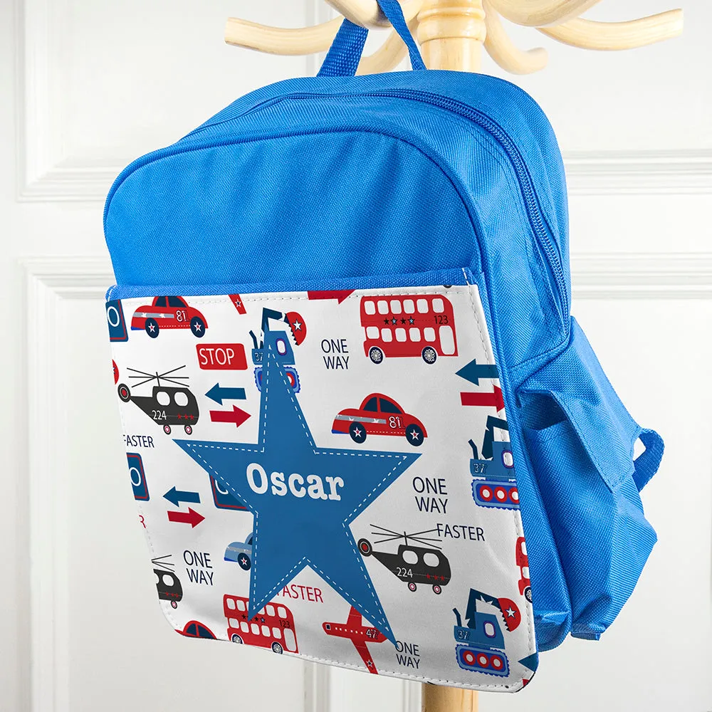 Personalised Transport Themed Rucksack