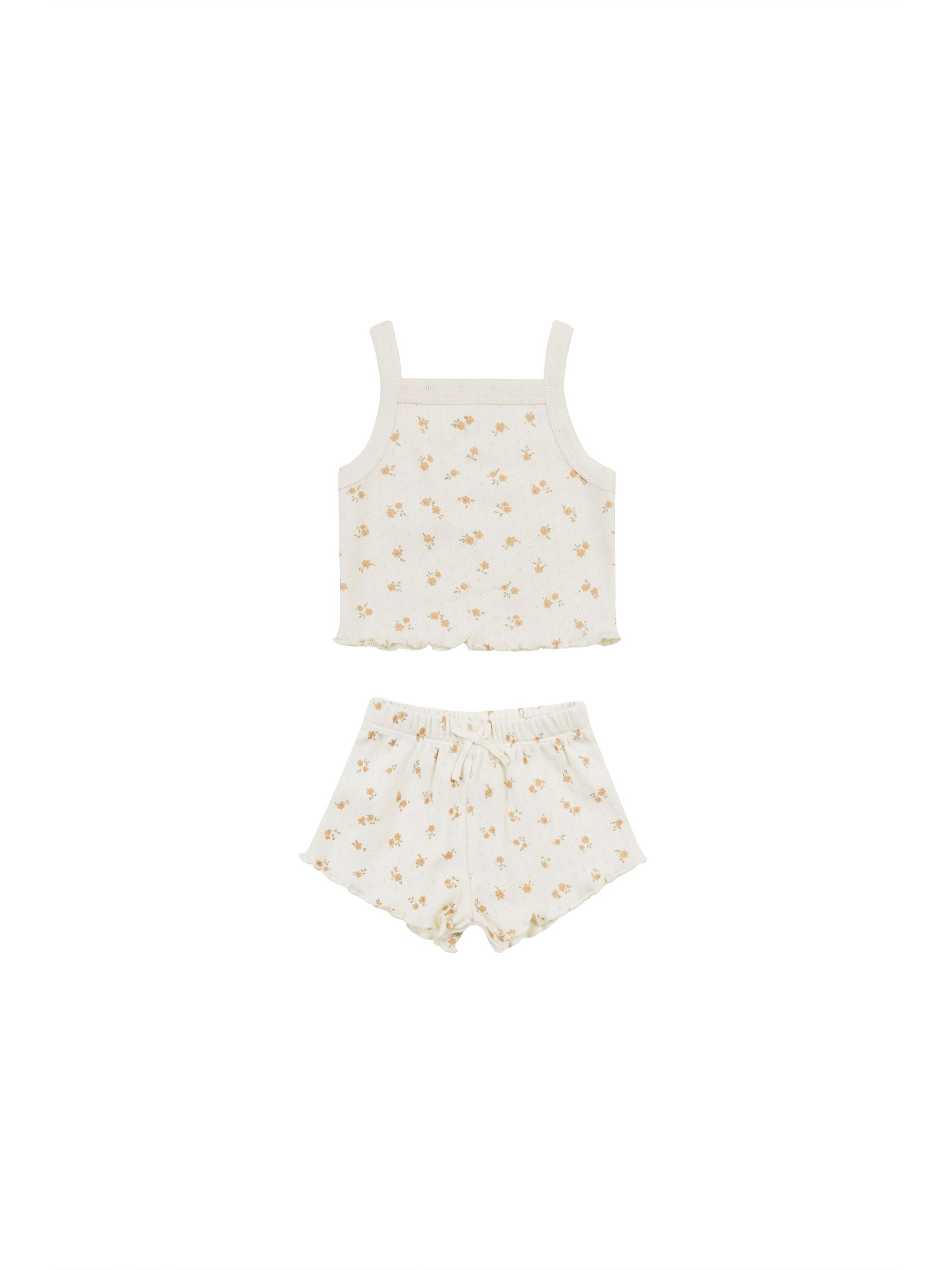 Quincy Mae - Ditsy Pointelle Tank + Shortie Set