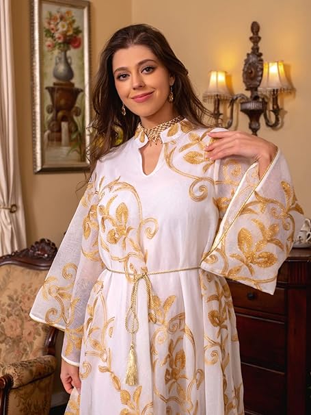 Ramadan Robe Dresses For Women Elegant Long Sleeve Embroidery Evening Party 2XL S4871658