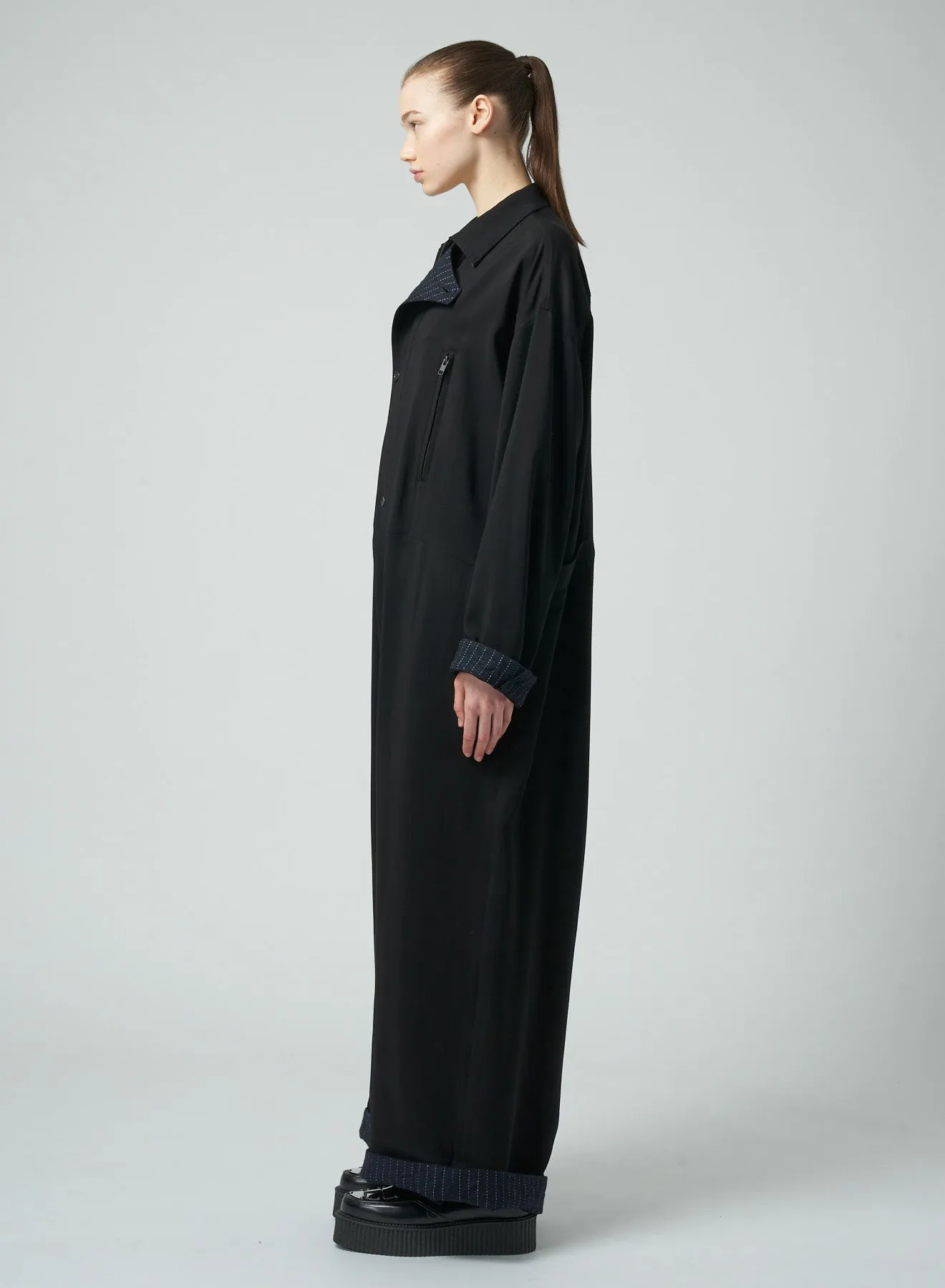 RAYON/WOOL GABARDINE JUMPSUIT