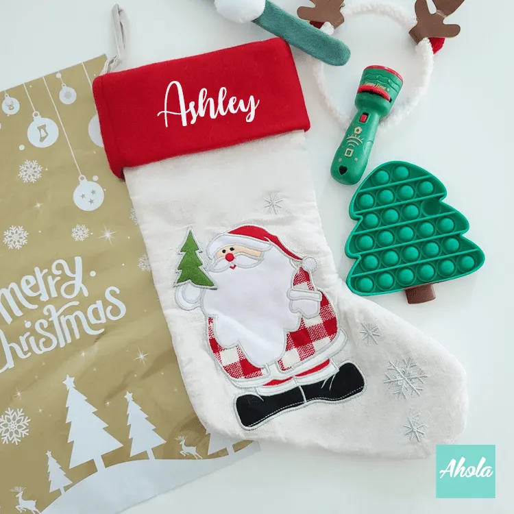 【Santa Snowman】Personalised Christmas Stocking with Accessories Set 印名可愛聖誕襪玩具飾品套裝