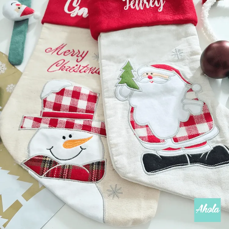 【Santa Snowman】Personalised Christmas Stocking with Accessories Set 印名可愛聖誕襪玩具飾品套裝