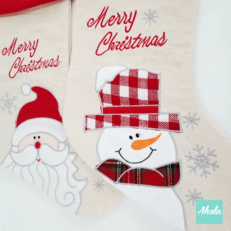 【Santa Snowman】Personalised Christmas Stocking with Accessories Set 印名可愛聖誕襪玩具飾品套裝