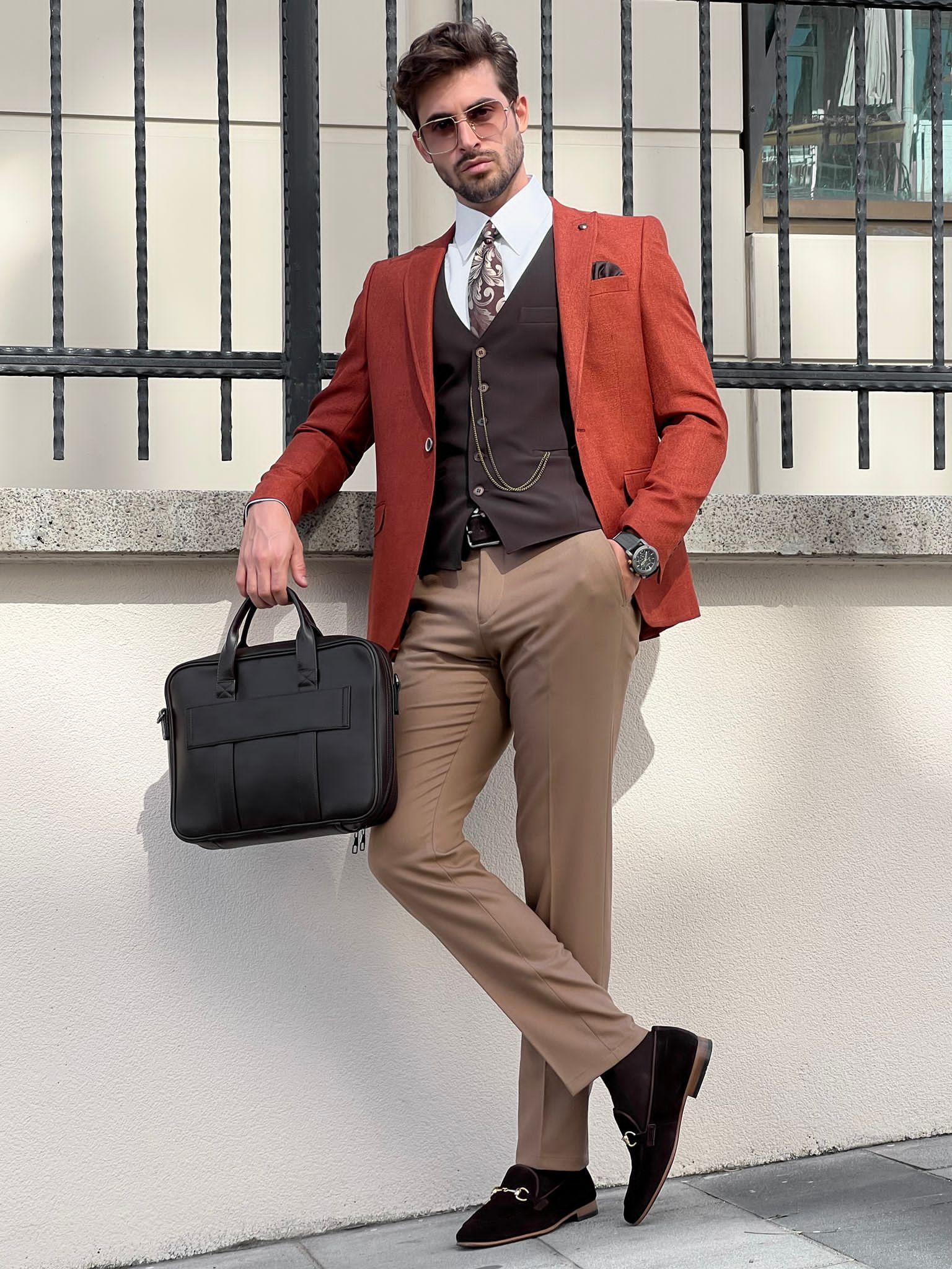 Slim Fit Nikkei Tile Suit