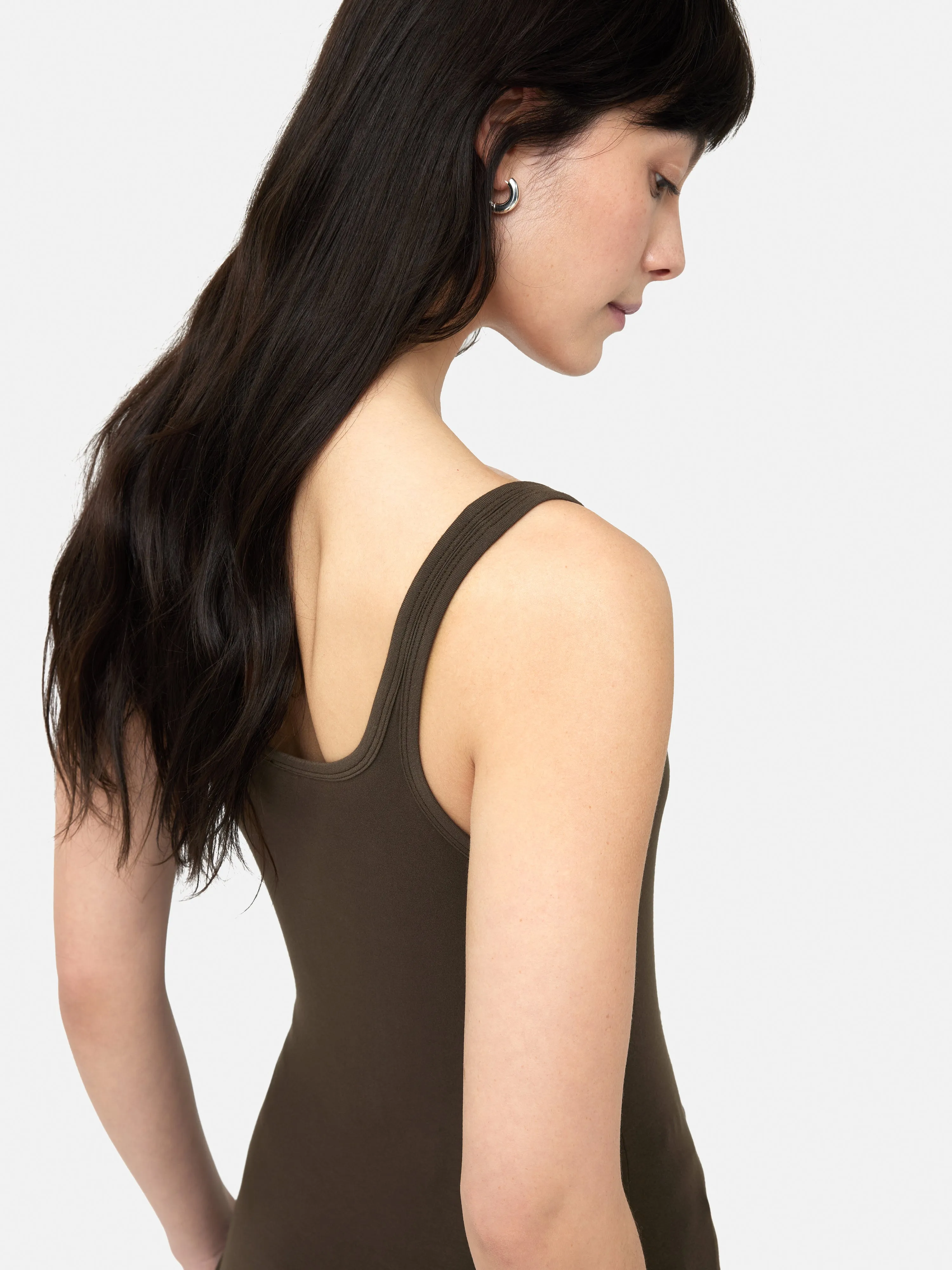 Square Neck Layering Tank | Brown