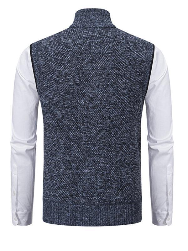 Stand Collar Sleeveless Knitted Men Vests