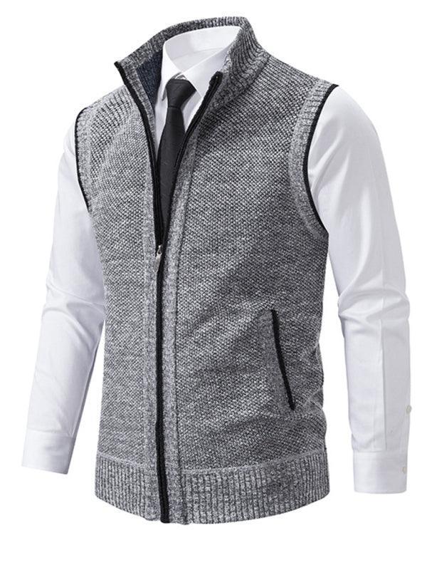 Stand Collar Sleeveless Knitted Men Vests