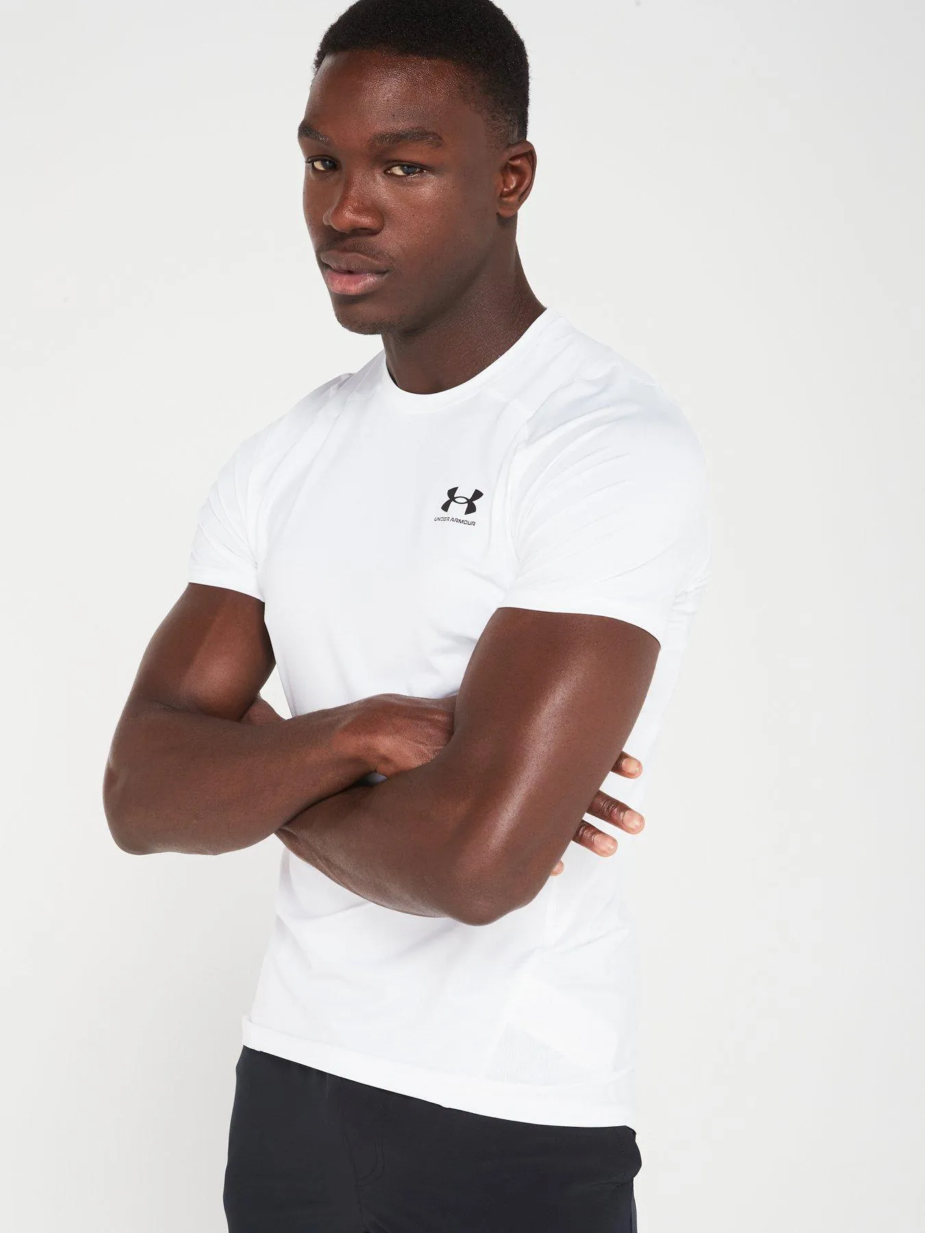 UNDER ARMOUR Men's Training Heat Gear Armour Fitted T-Shirt - White/Black