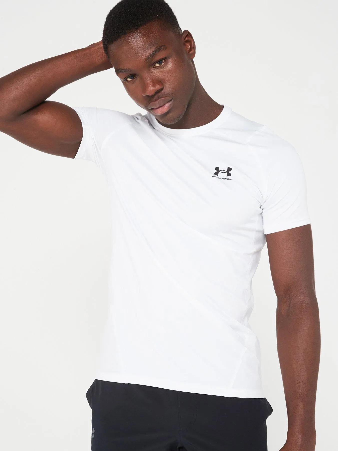 UNDER ARMOUR Men's Training Heat Gear Armour Fitted T-Shirt - White/Black