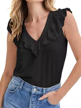 V-Neck Ruffle Sleeveless Summer Top