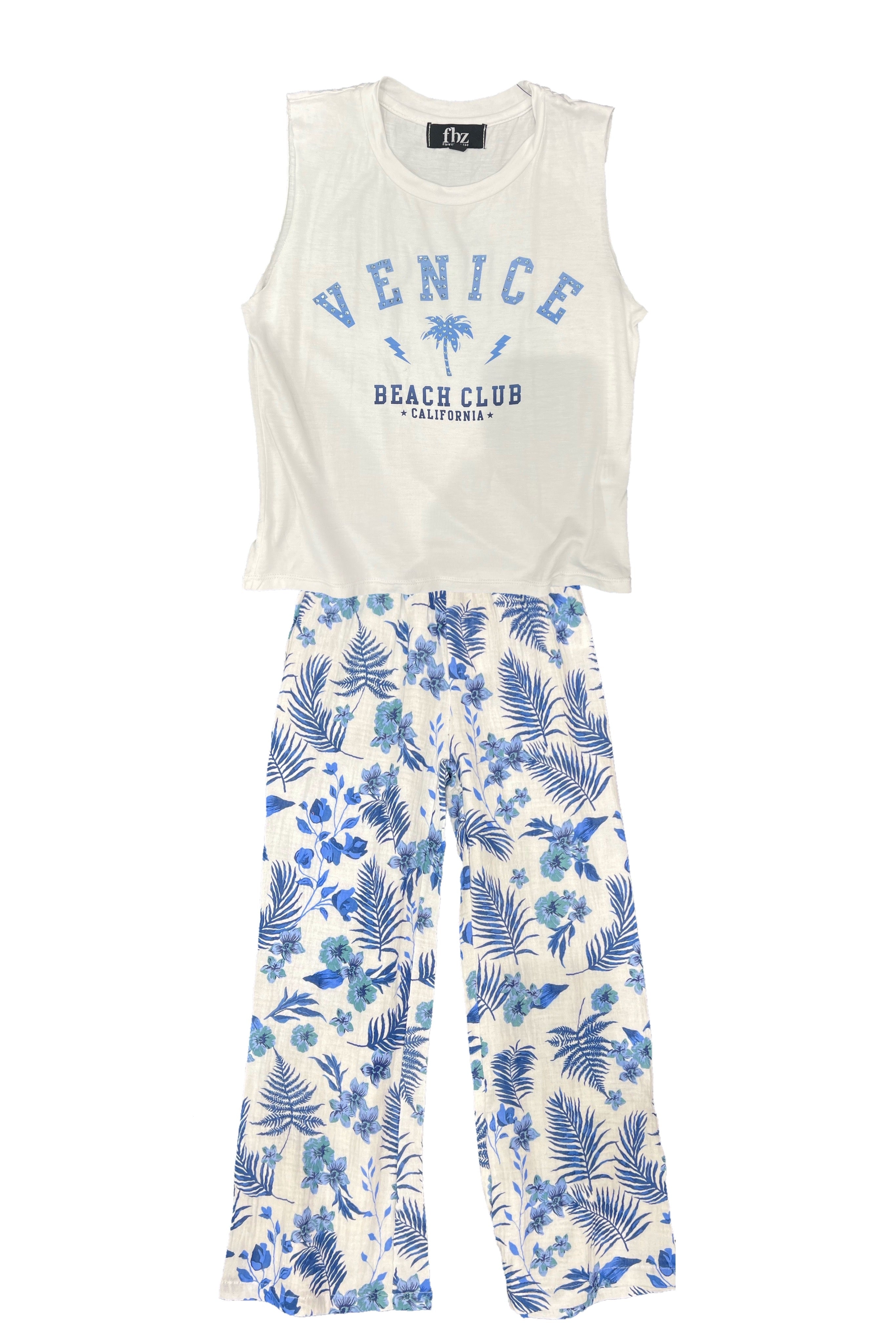 White Blue Ombre Venice Beach Graphic Tank