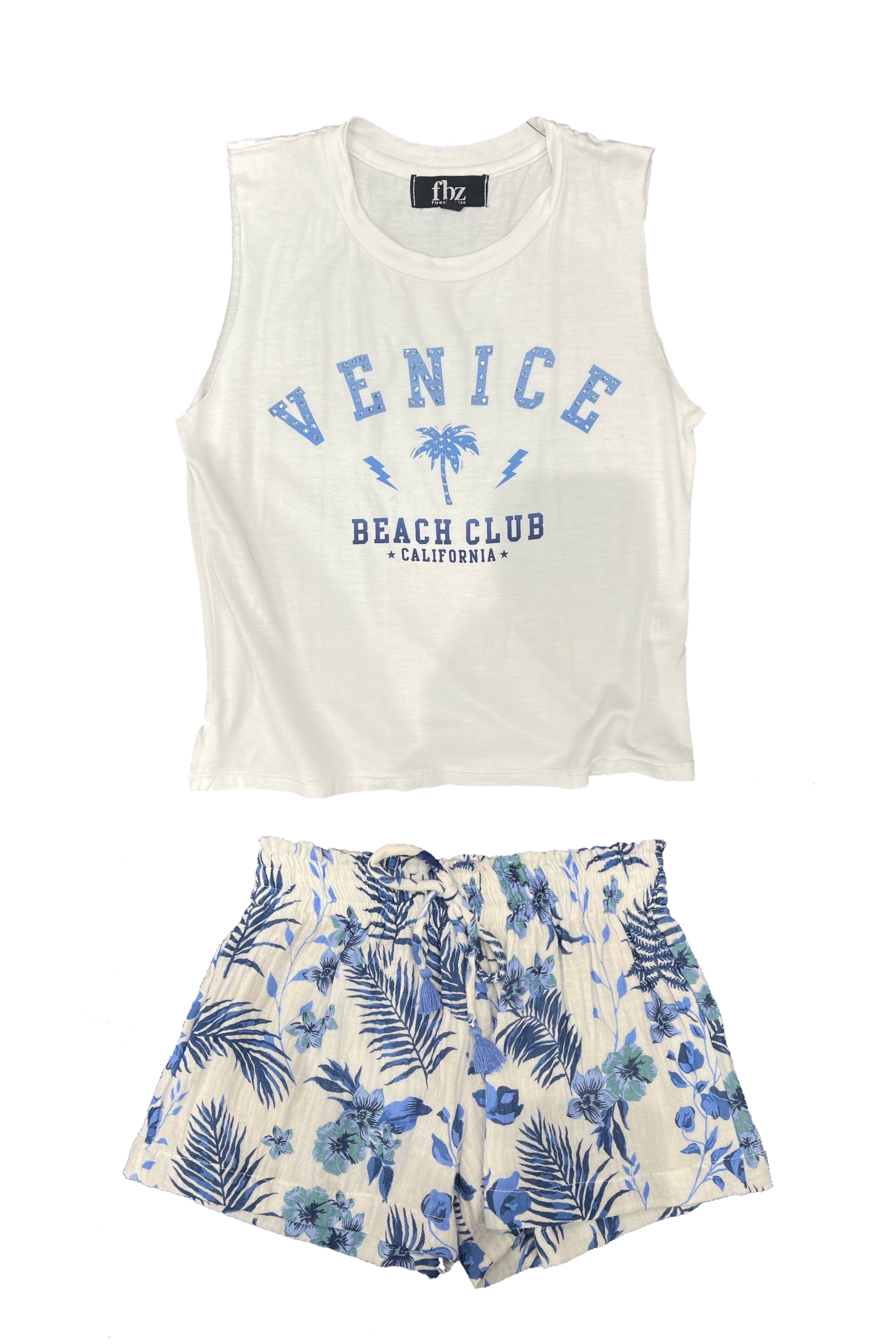 White Blue Ombre Venice Beach Graphic Tank