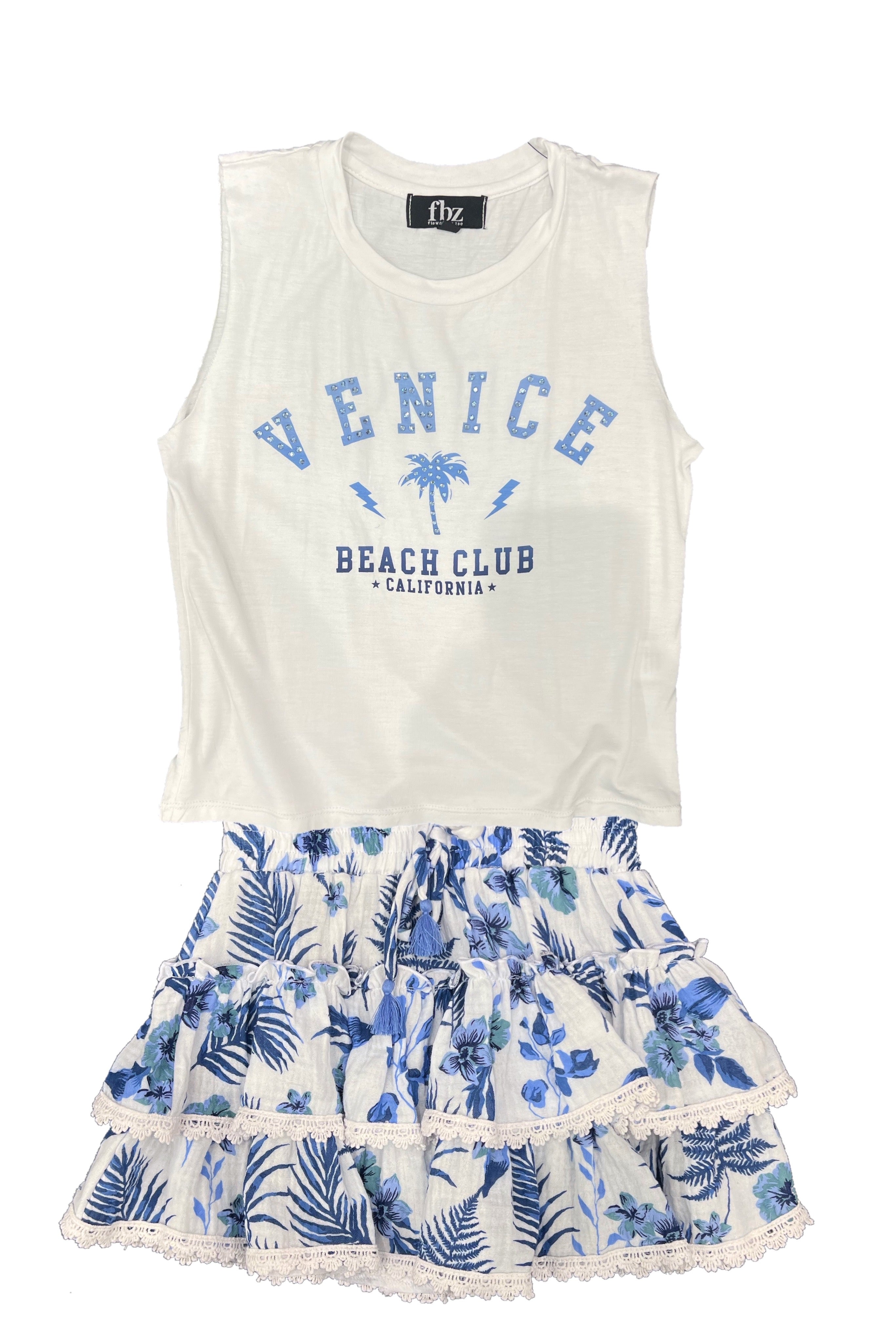 White Blue Ombre Venice Beach Graphic Tank