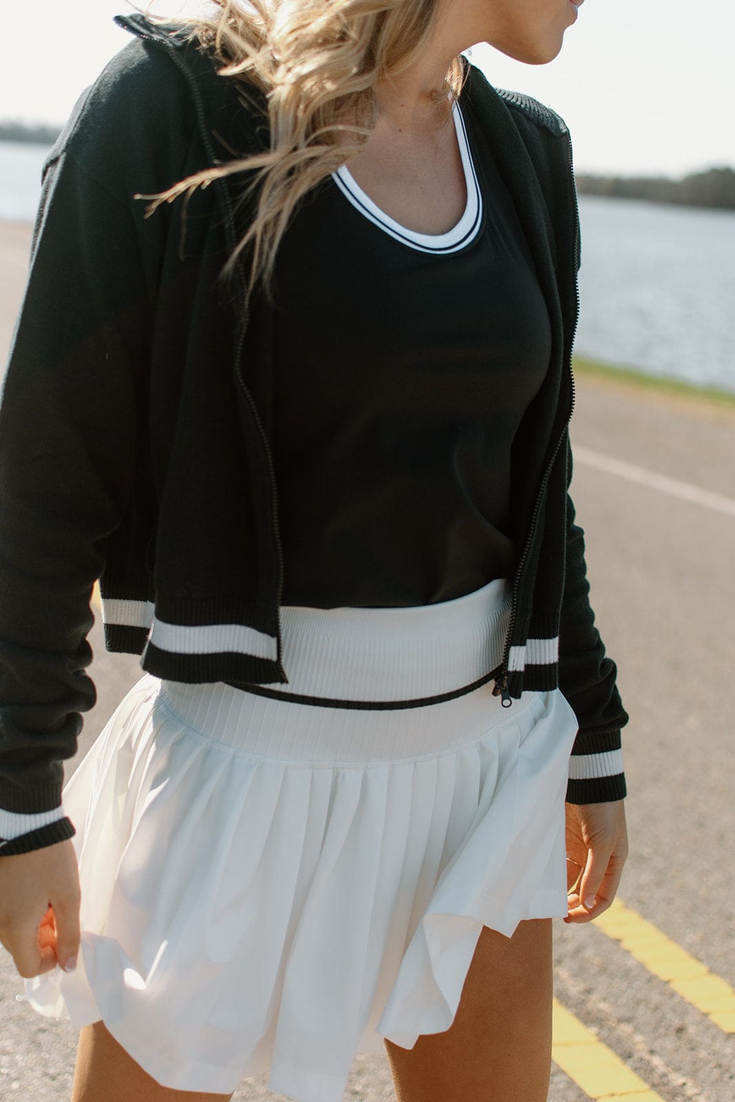 White Striped Active Set Tank Top