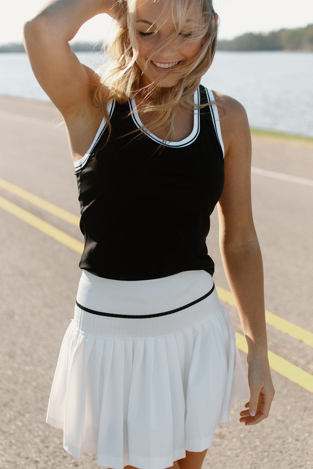 White Striped Active Set Tank Top