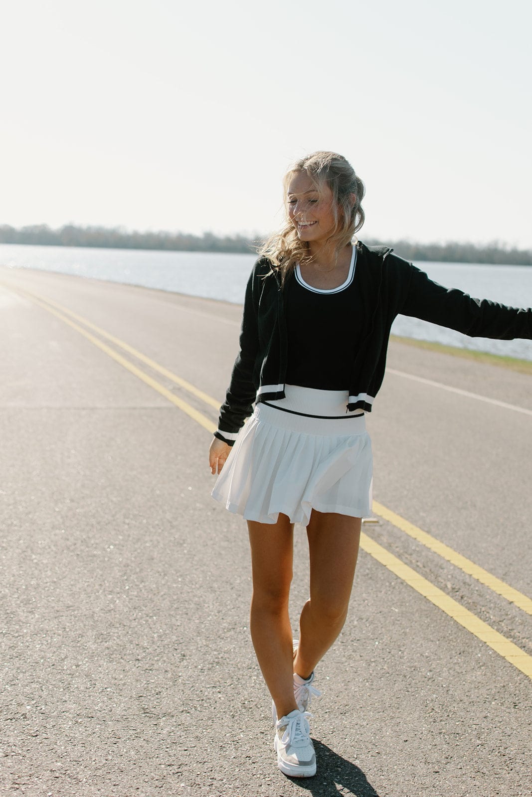 White Striped Active Set Tank Top