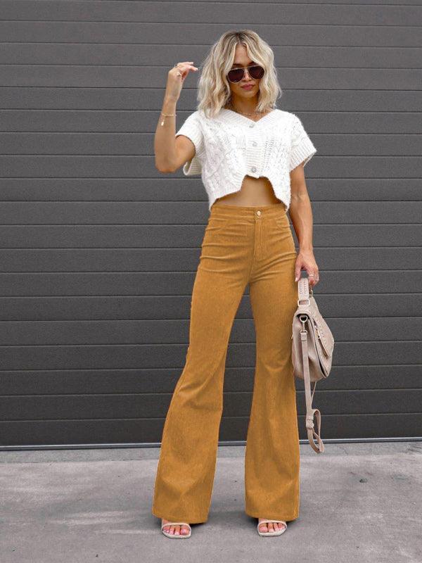 Wide Leg Flared Corduroy Women Pants