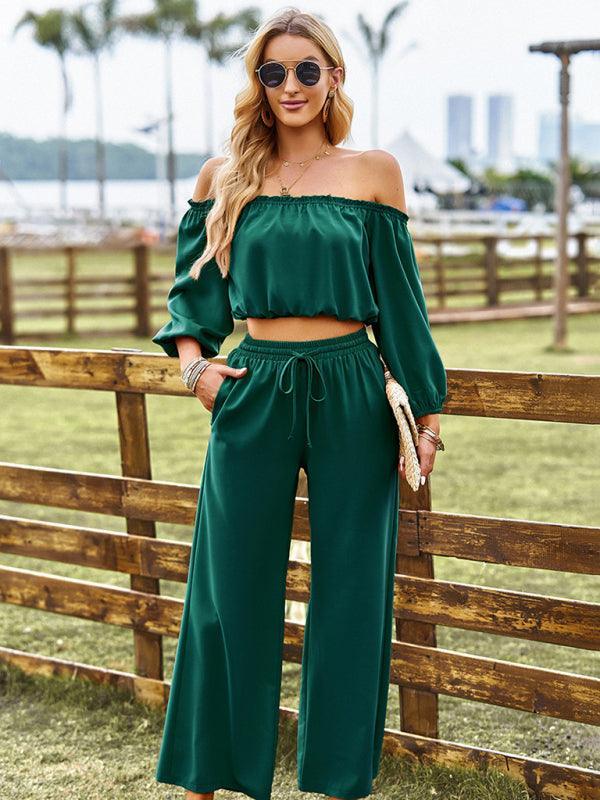 Women Casual Wide-Leg Two-piece Outfit Set