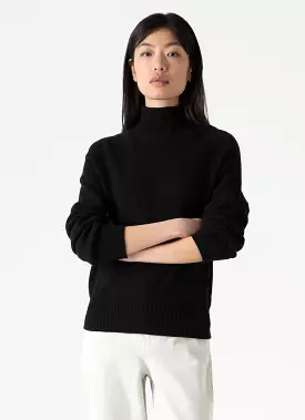 Women's Lambswool Funnel Neck Jumper in Black