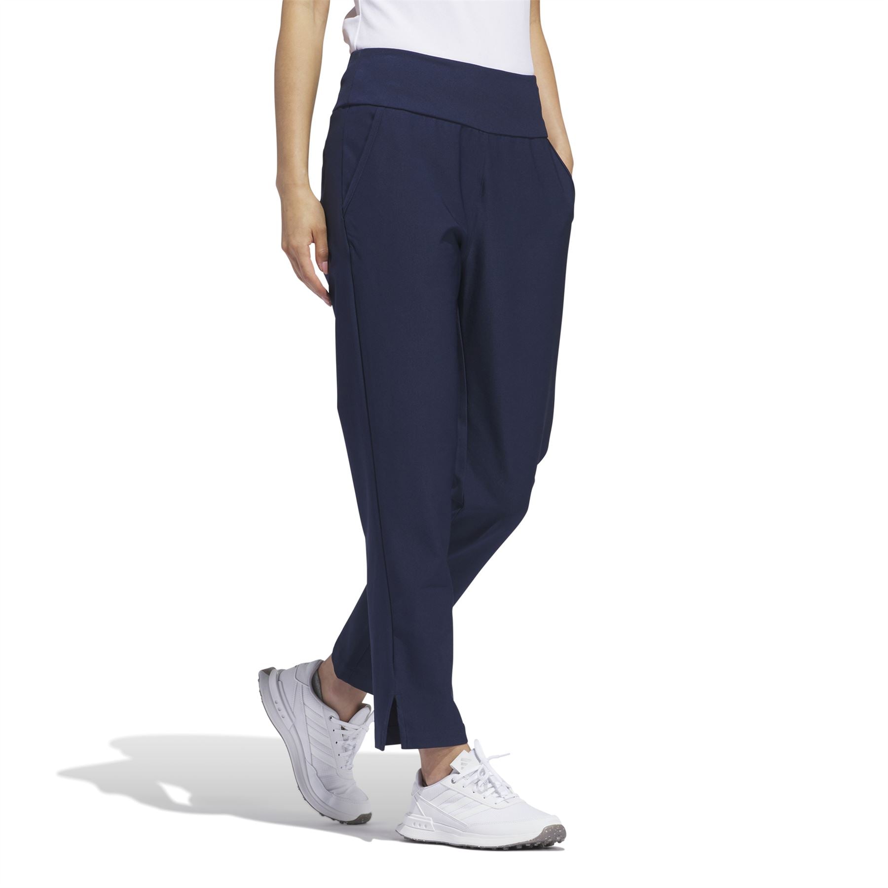 Womens Ultimate365 Regular Fit Solid Ankle Trousers Navy - SS24