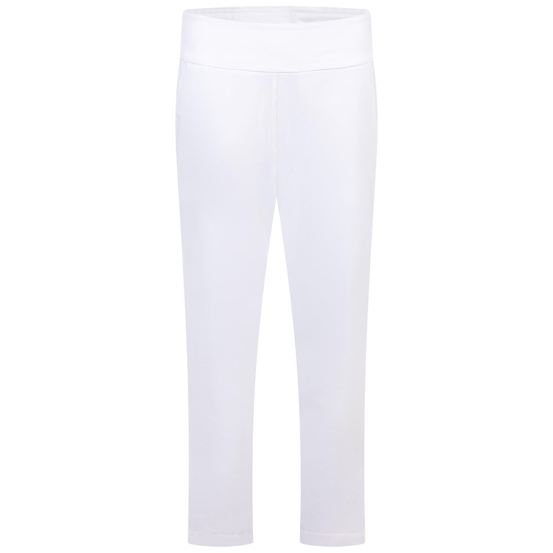 Womens Ultimate365 Regular Fit Solid Ankle Trousers White - SS24