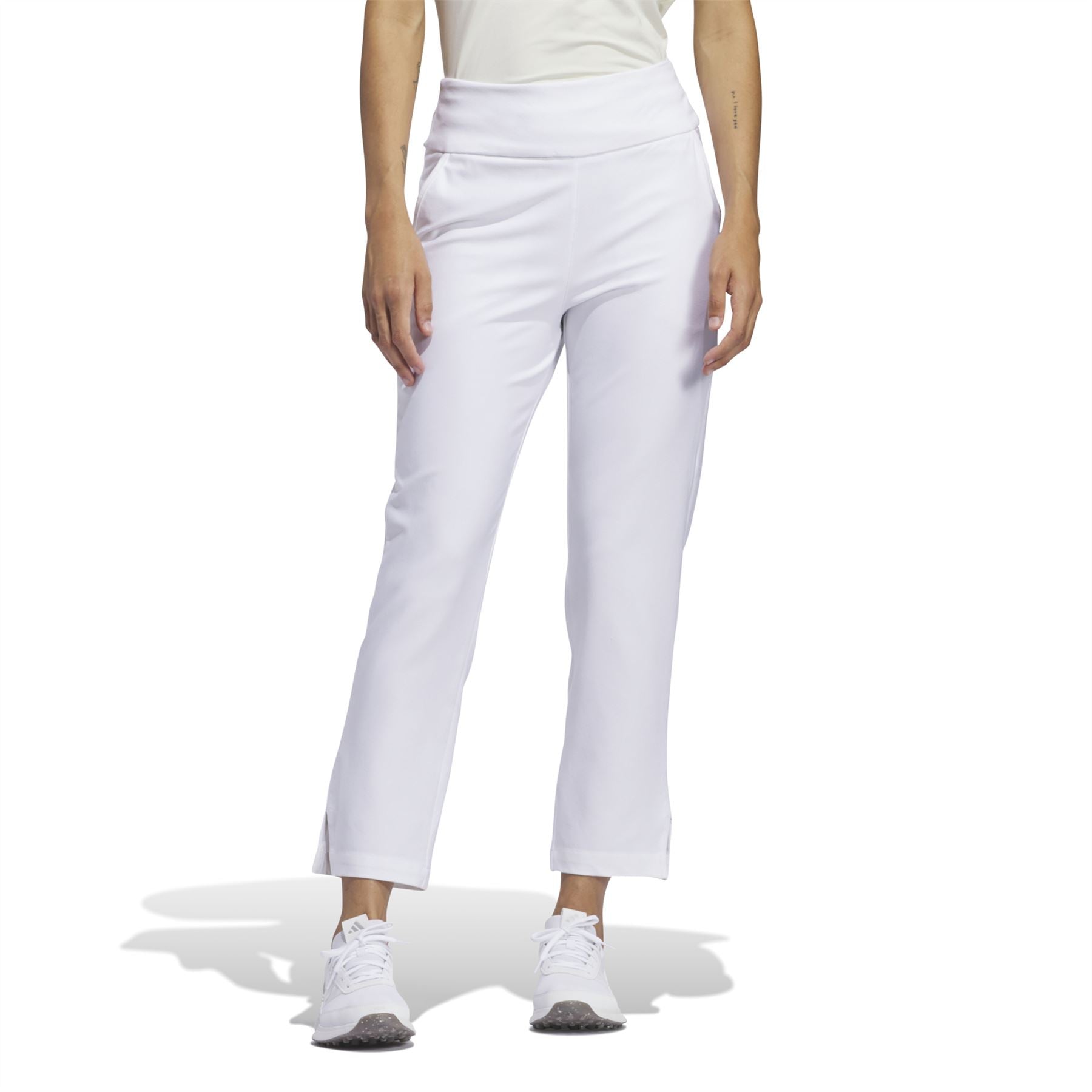 Womens Ultimate365 Regular Fit Solid Ankle Trousers White - SS24