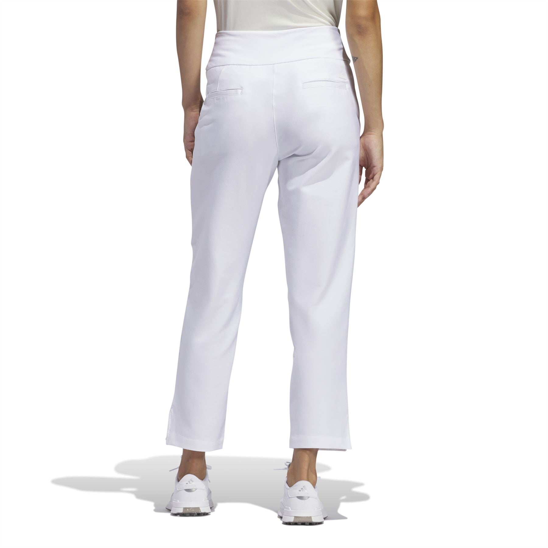 Womens Ultimate365 Regular Fit Solid Ankle Trousers White - SS24