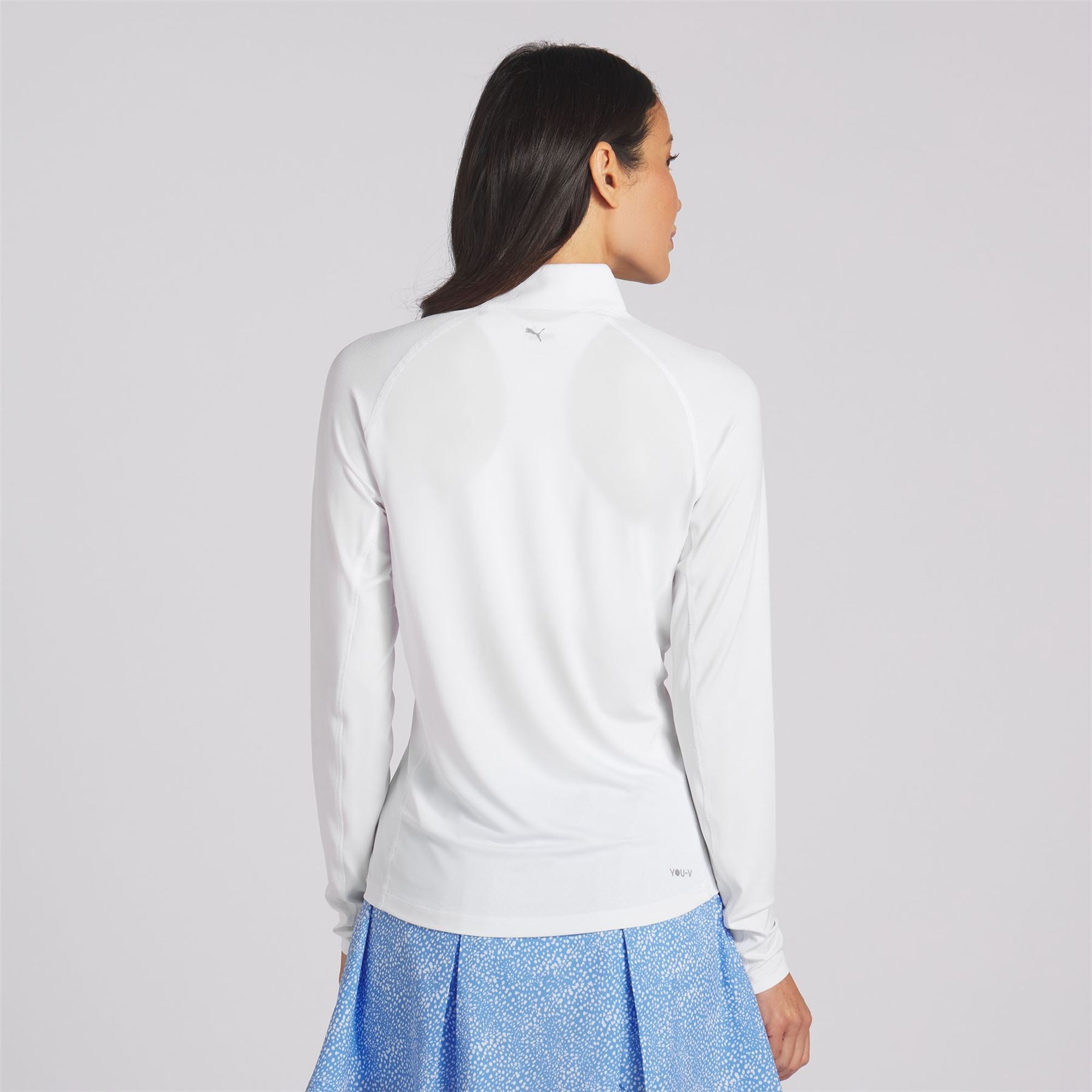 Womens You-V Solid Quarter Zip Mid Layer White - SS24