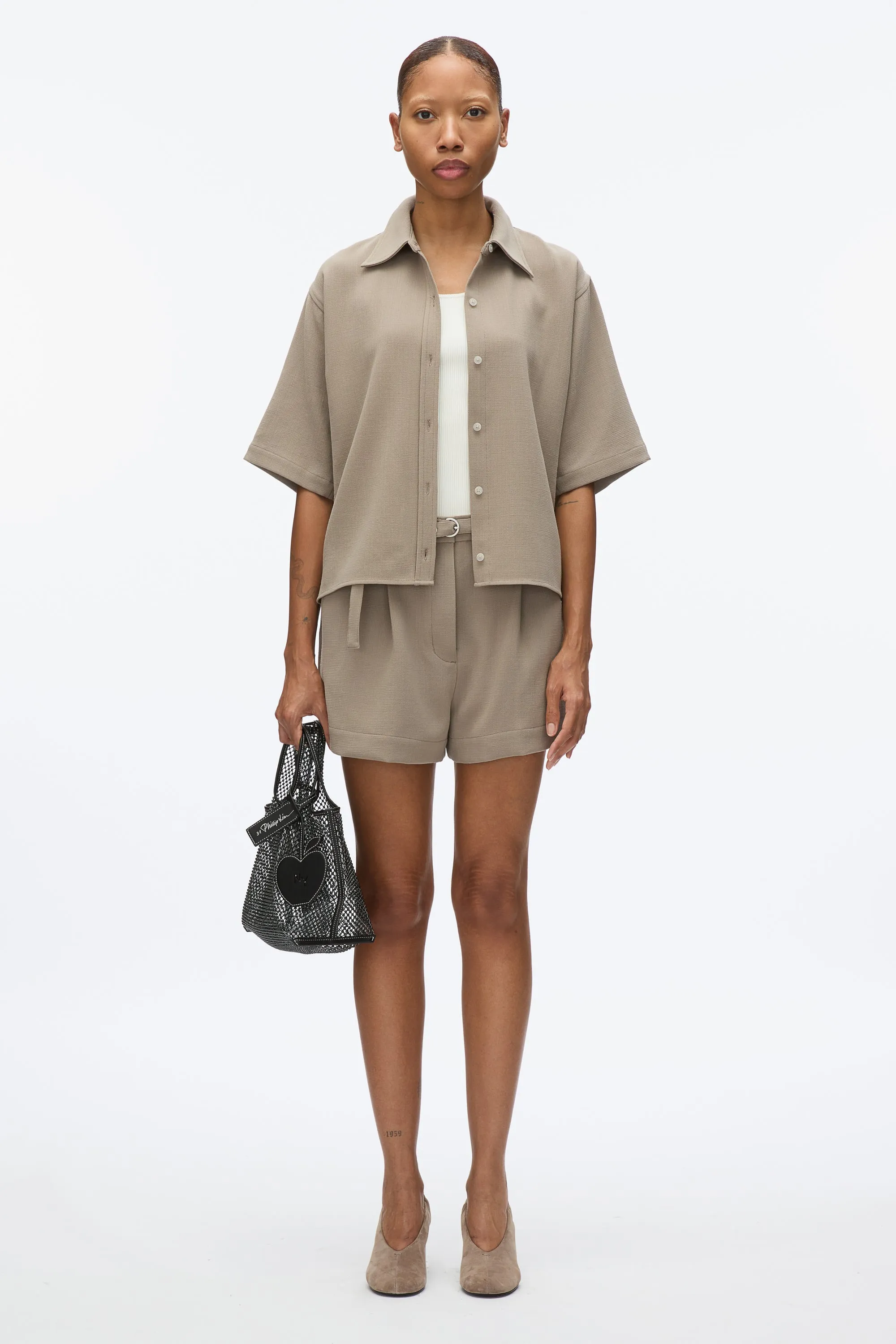 Wool Crepe Boxy SS Shirt