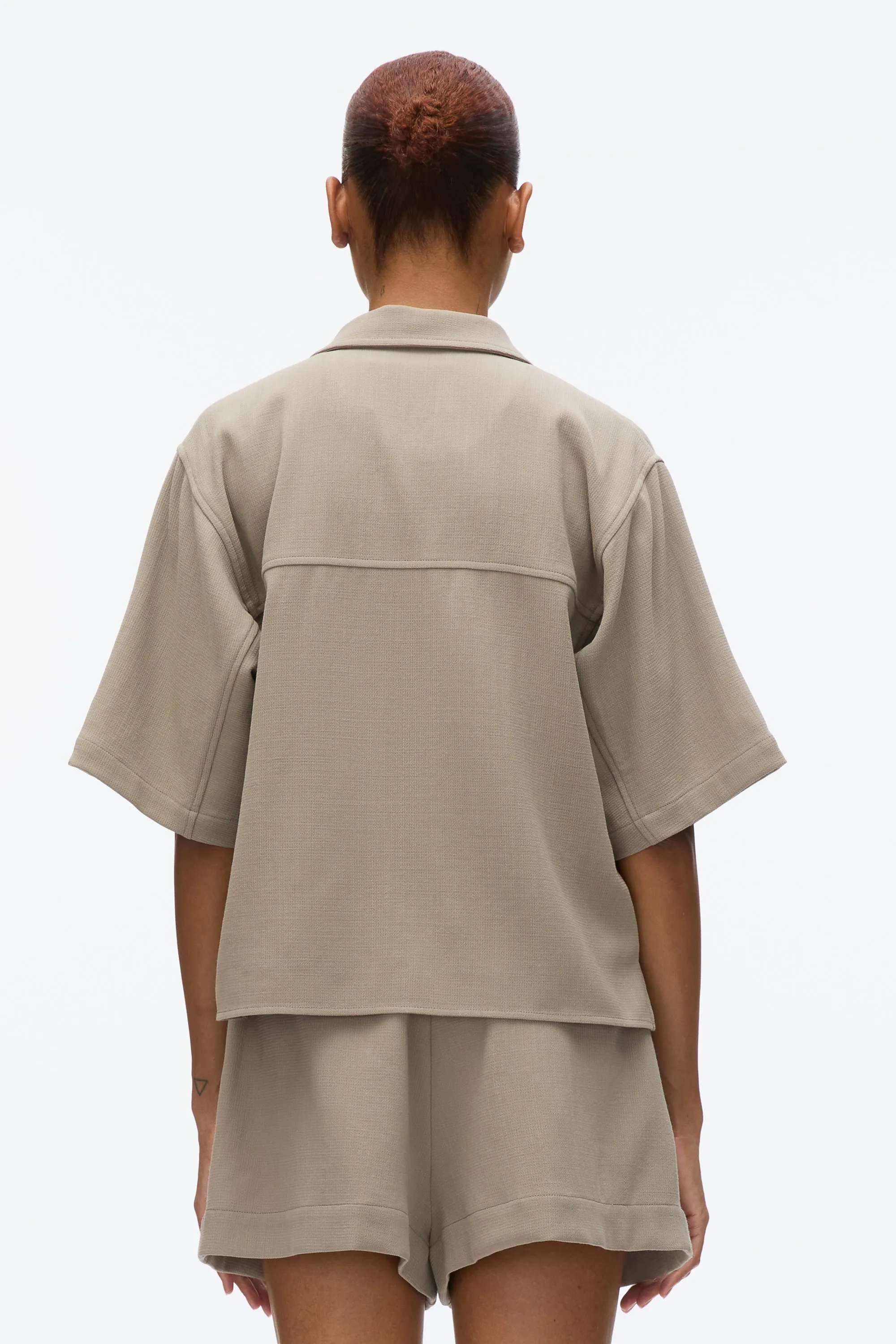 Wool Crepe Boxy SS Shirt