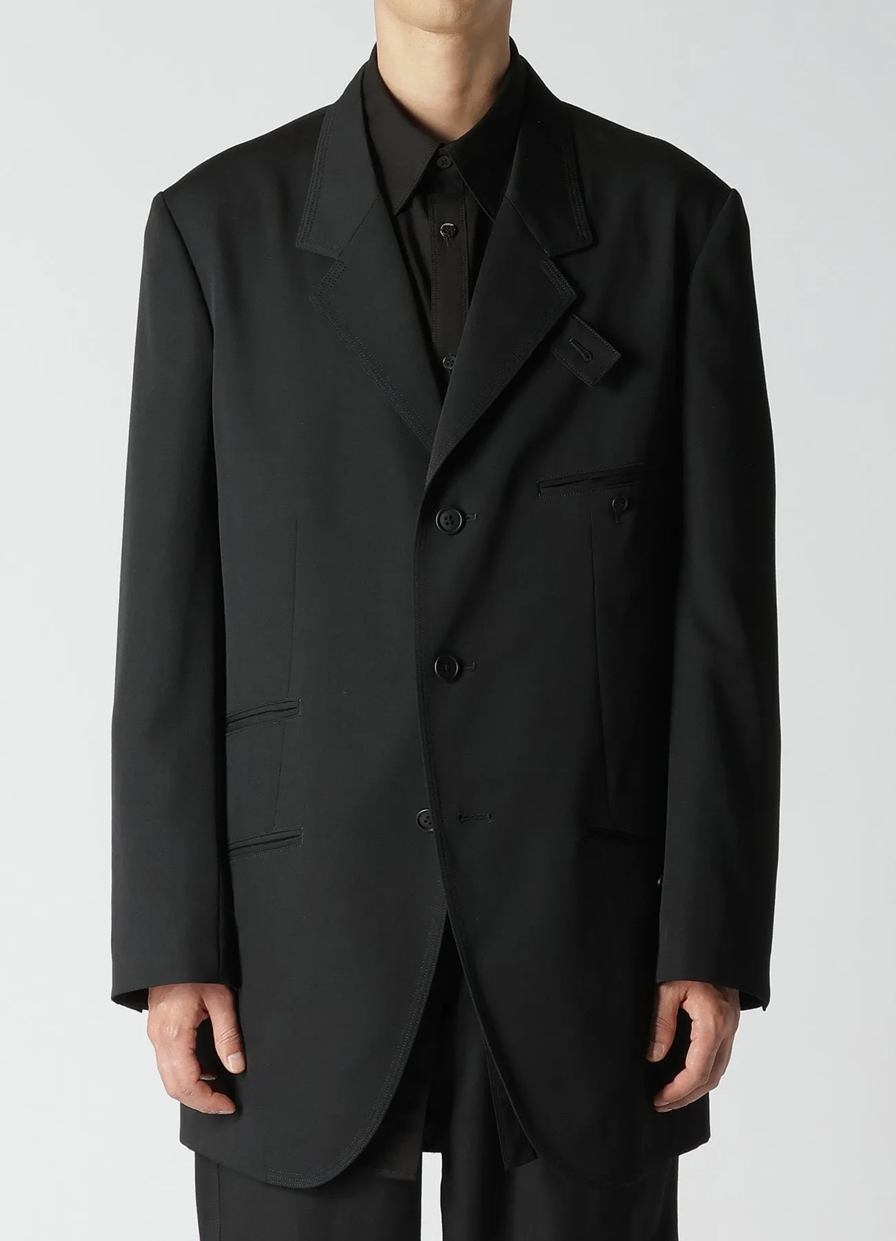 WOOL GABARDINE JACKET WITH TRIPLE STITCH